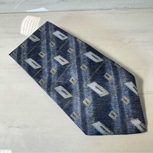 Blue and Gold Geometric Pattern Tie